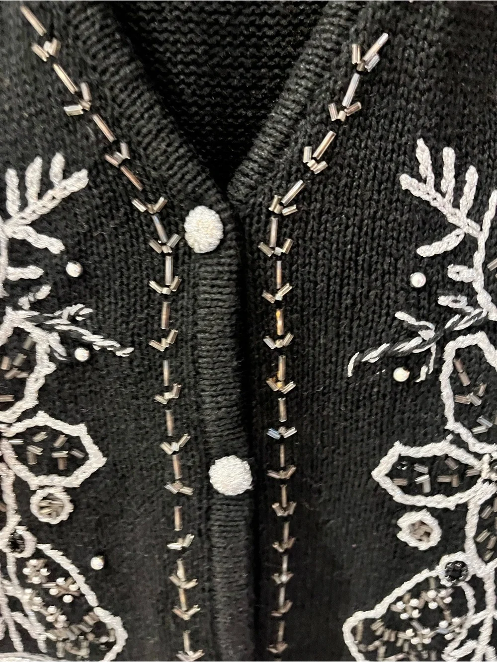 Vintage Studio Joy Christmas Sweater Vest Black & Silver Ugly Sweater Sz S